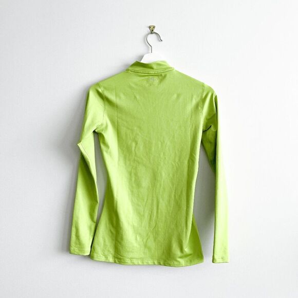 Under Armour Women's Coldgear Mock Neck Long Sleeve Activewear Top Lime Green Sm - Picture 2 of 8